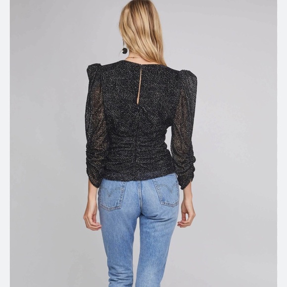 ASTR The Label‎ Label Florence Top in Black Velvet Dot Size XS - Picture 3 of 11